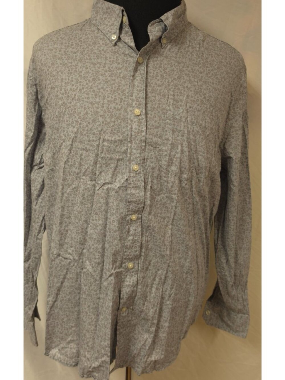 American Eagle Outfitters Men XXL Blue Grey Floral Button Down Classic Fit Shirt